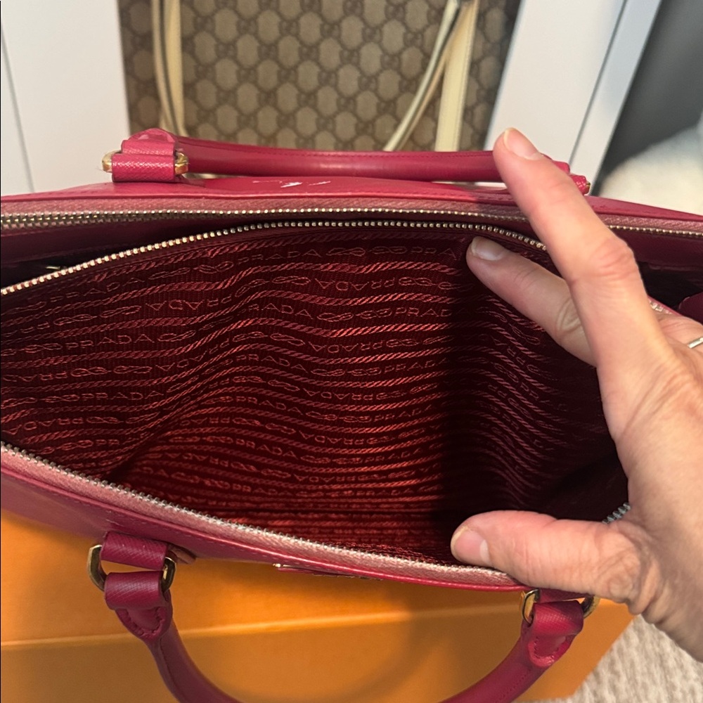 AUTHENTIC Prada Women's Red Leather Satchel - Picture 15 of 15